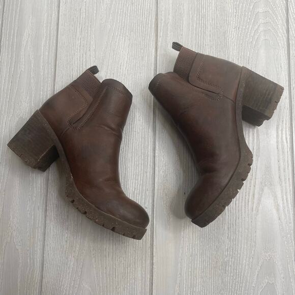 Korks Kork-Ease Women's Elsie Brown Faux Leather Chunky Ankle Boots Size 7.5 - Picture 1 of 12